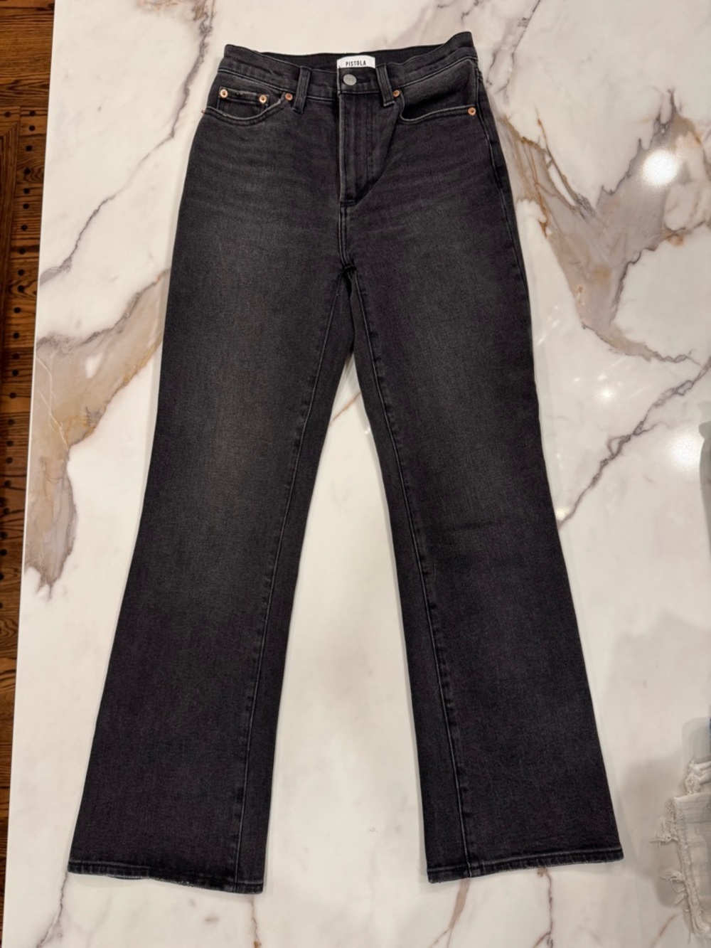 pistola Black High-Rise Cropped Straight Jeans